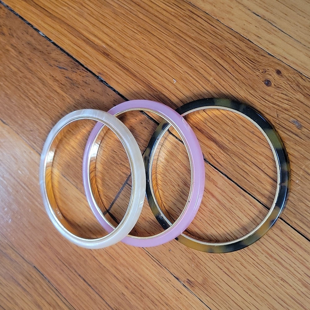 J. Crew Women's  Triple Acetate Bangle Set Pale Blush Mixed Color